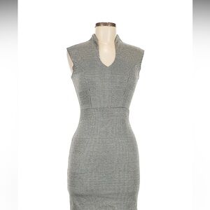 Rolla Coster Grey & White Houndstooth Fitted Sleeveless Mini Dress